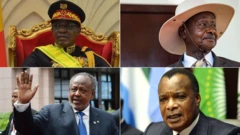 Les présidents Idriss Deby Itno, Yoweri Museveni, Ismaïl Omar Guelleh et Denis Sassou Nguesso