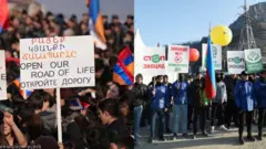 Şuşada azərbaycanlılar, Xankəndidə ermənilər aksiya edirlər