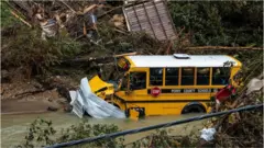 Image of a school bus in a creek