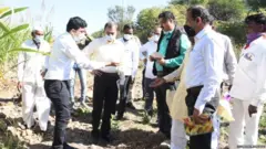 उस्मानाबाद जिल्ह्यात पावसामुळे झालेल्या नुकसानीची पाहणी करताना केंद्रीय पथक