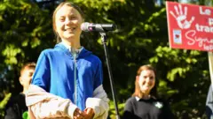 Swedish climate activist Greta Thunberg speaks during a press conference in Montreal