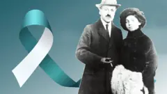 George y Mary Papanicolaou y el símbolo de la campaña contra el cáncer cervical