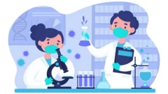 Ilustração de uma dupla em um laboratório