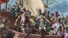 La captura de Cuauhtémoc en una ilustración
