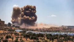 İdlib'de 7 Eylül tarihli bir hava saldırısı.