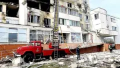 Inyubako yarashweho mu mujyi wa Odesa mu majyepfo ya Ukraine, ku itariki ya 23 y'ukwezi kwa kane mu 2022