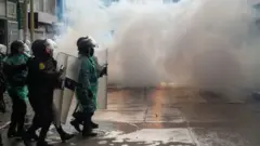 Fuerzas de seguridad en Puno, Perú, el 9 de enero.