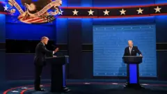 Trump y Biden en el primer debate presidencial el 29 de septiembre de 2020.
