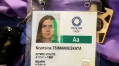 Krystina Timanovskaya's Olympics accreditation card