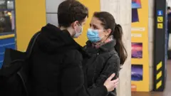 Couple in Kyiv metro station
