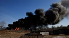 Ammunition depot on fire south of Kyiv