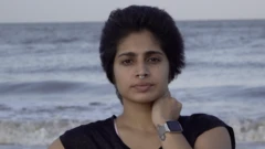 Natasha Noel on a beach in India