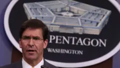 US Secretary of Defense Mark Esper at a press conference in August 2019