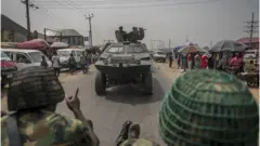Nigerian soldiers and military convoy drive for Aba, Abia State