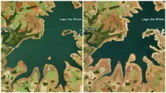 Antes y después de la sequía en Lago das Brisas.