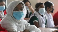 বাংলাদেশে করোনাভাইরাস থেকে রক্ষা পেতে সতর্কতামূলক ব্যবস্থা নেয়া হয়েছে এমনকী স্কুলগুলোতেও। (ছবি ২৯শে জানুয়ারি ২০২০)