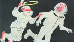 "Davaй menяtьsя: я tebe nimb, a tы mne šlem!" - glasit podpisь k odnomu iz privedennыh v knige ateističeskih plakatov