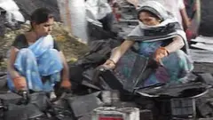 An informal battery recycling workshop in Bihar state of India