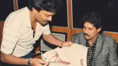 ఆంధ్రజ్యోతి కార్యాలయంలో కపిల్ దేవ్‌తో సి వెంకటేశ్ (పాత చిత్రం)