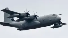 avión Hércules, ejercicio militar en Turín, Italia, 2019