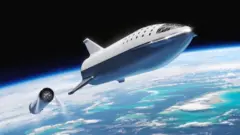 Starship at stage separation