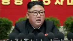 North Korean leader Kim Jong-un speaks during the eighth congress of the Workers' Party in Pyongyang, North Korea