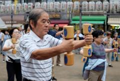 Older people exercising in Japan