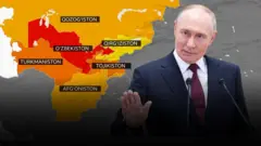 Путин Марказий Осиё харитаси фонида.