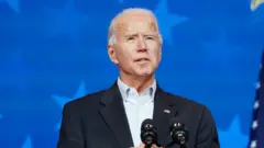 Democratic U.S. presidential nominee Joe Biden makes a statement on the 2020 U.S. presidential election results during a brief appearance before reporters in Wilmington, Delaware, U.S., November 5, 2020
