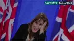 Allegra Stratton taking part in a mock press conference in December 2020