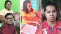 Montagem com fotos de Dionísio e Geizy, de Penha e de Ertiel