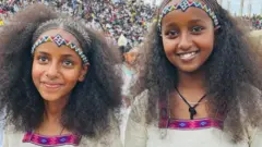 Two girls in Tigray, Ethiopia celebrate the Ashenda festival.