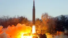 The Academy of Defence Science of the DPRK test-fired a hypersonic missile in Pyongyang, North Korea, 06 January 2022.