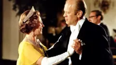 Gerald Ford (1913-2006) 38th President of the United States 1974-1977, dancing with Queen Elizabeth II at the ball at the White House, Washington, during the 1976 Bicentennial Celebrations of the Declaration of Independence