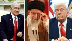 Israel Prime Minister Benjamin Netanyahu, Iran Supreme Leader Ali Khamenei and US President Donald Trump