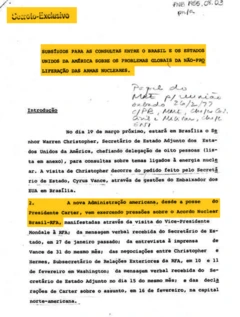Em outro documento, o governo brasileiro classifica as ações norte-americanas em documento secreto como "pressão"