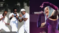 Boyz II Men for left, Cardi B for right.