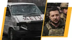 Володимир Зеленський, авто з написом російською: "Дети".