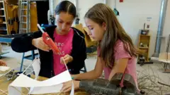 two girls in technology Class
