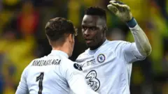 Kepa Arrizabalaga and Edouard Mendy of Chelsea