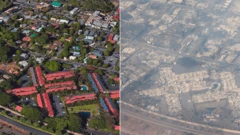 Before and after showing devastation to residential and hotels in Lahaina