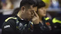 2017年5月14日，孔令輝在湖北黃石舉行的中國女子乒乓球隊備戰德國世乒賽的熱身賽時的資料照片