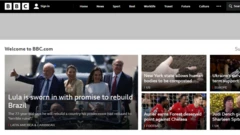 Print da posse de Lula na manchete da BBC News
