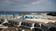 Storage tanks for radioactive water at Fukushima nuclear power plant