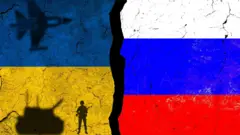 Прапори України і Росії 