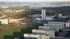 Imagem aérea da Esplanada dos Ministérios,joguinho das frutasBrasília