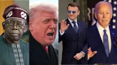 Aworan Tinubu, Aarẹ Trump ti Amẹrika, Aarẹ Macron ti orilẹede France ati aarẹ Amẹrika tẹle, Joe Biden.