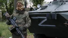 A Russian soldier in Mariupol