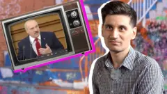 Парень и телевизор с Лукашенко