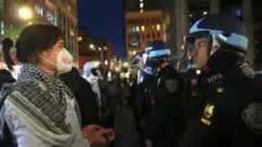 protester and police